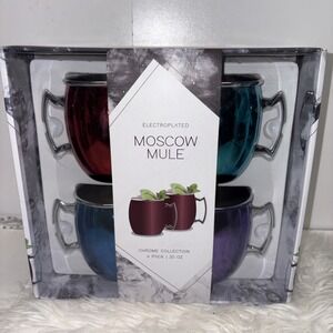 Set Of 4 Moscow Mule Mug Stainless Steel 20oz Multicolor